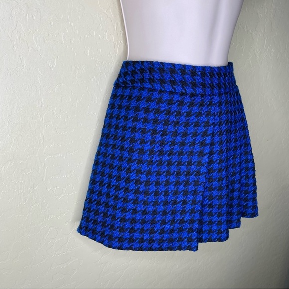 Zara Blue Houndstooth Box Pleat Skort Skirt Nwt Size XS - Picture 6 of 16